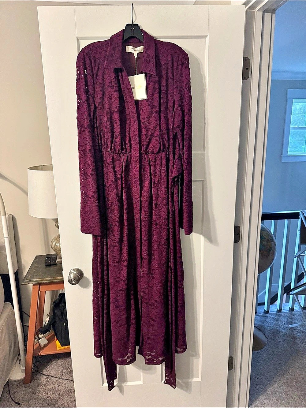 Diane von Furstenberg DVF Regent Dress Floral Lace in Purple Size L